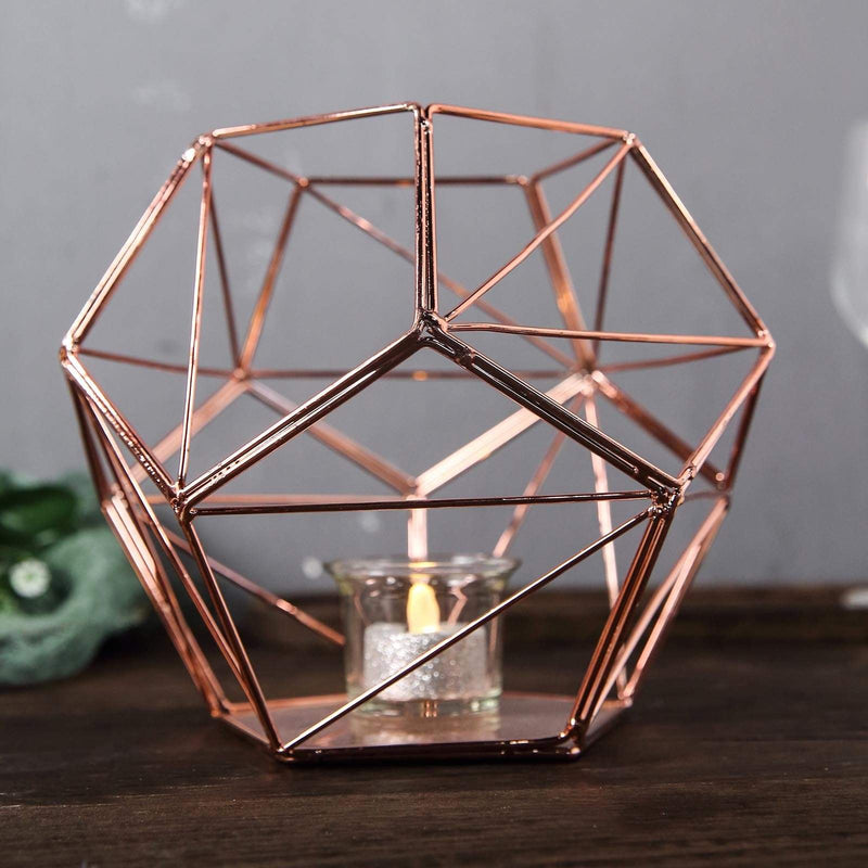 7" tall Geometric Candle Holder Metal Vase