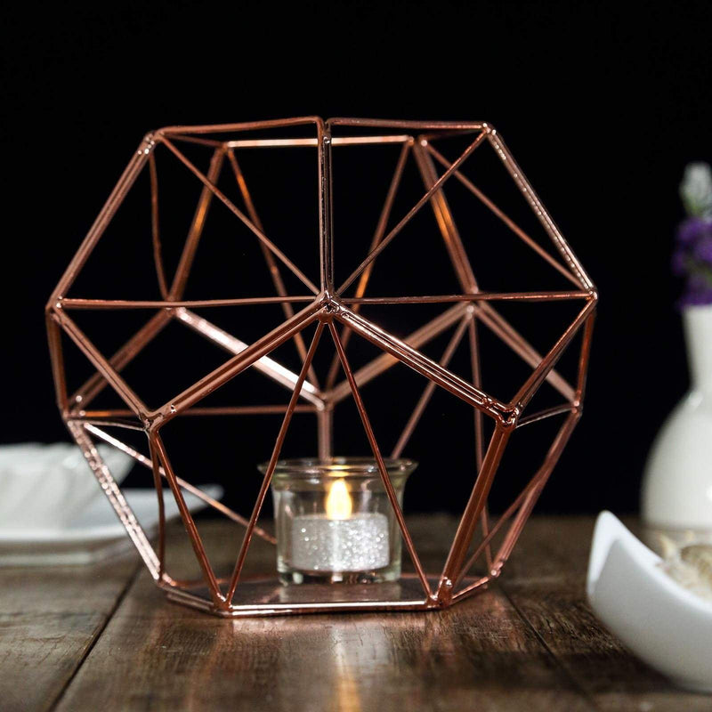 7" tall Geometric Candle Holder Metal Vase