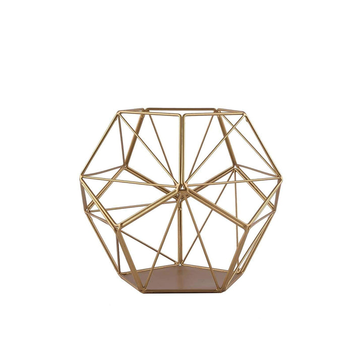 7" tall Geometric Candle Holder Metal Vase IRON_HOLD_003_GOLD