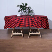 70 inch Black and Red Round Gingham Checkered Polyester Tablecloth TAB_CHK70_BLKRED