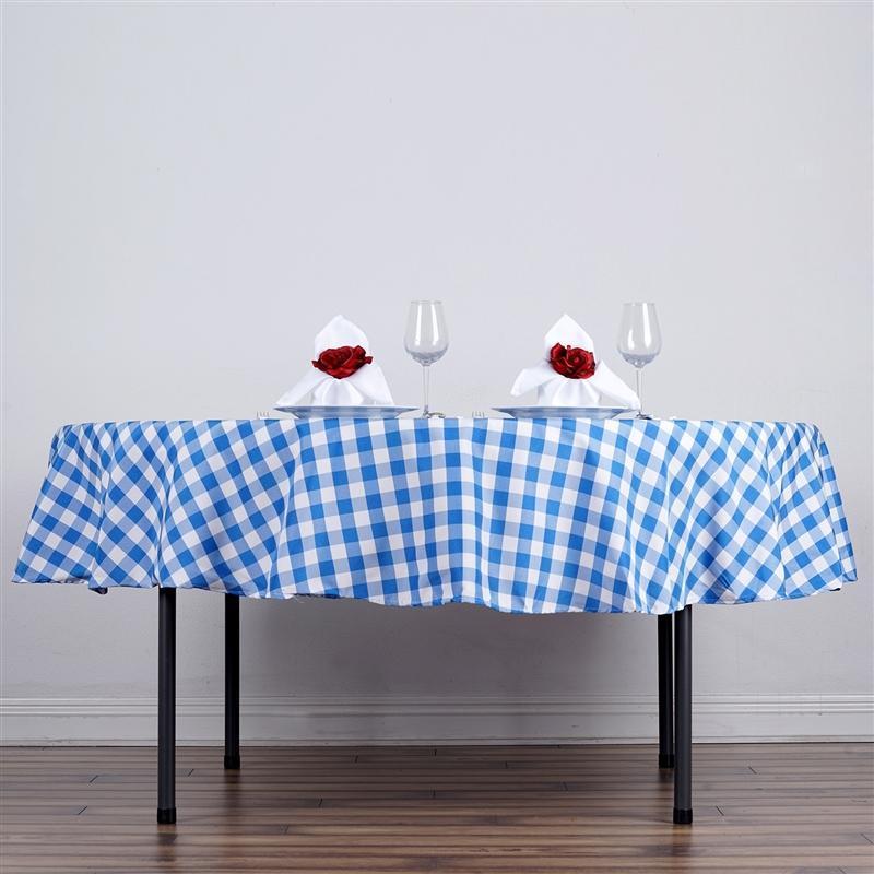 70" Checkered Gingham Polyester Round Tablecloth