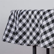 70 inch Black on White Round Gingham Checkered Polyester Tablecloth TAB_CHK70_BLK