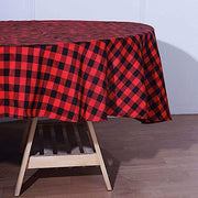 70 inch Black and Red Round Gingham Checkered Polyester Tablecloth TAB_CHK70_BLKRED
