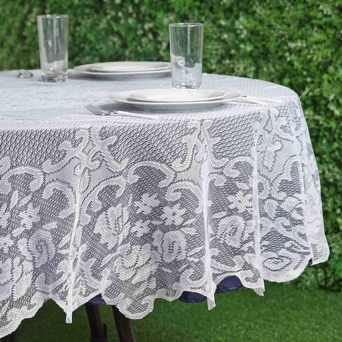 70" Floral Lace Round Tablecloth Wedding Party Table Linens TAB_LACE01_R70_WHT
