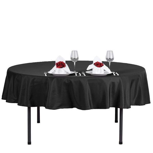 70" Polyester Round Tablecloth Wedding Party Table Linens - Black TAB_70_BLK_POLY