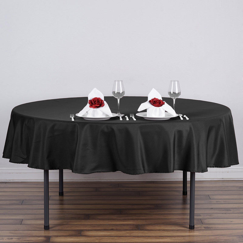 70" Polyester Round Tablecloth Wedding Party Table Linens - Black TAB_70_BLK_POLY