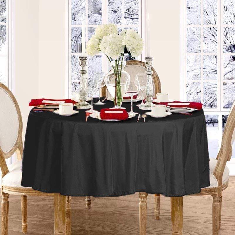 70" Polyester Round Tablecloth Wedding Party Table Linens - Black TAB_70_BLK_POLY