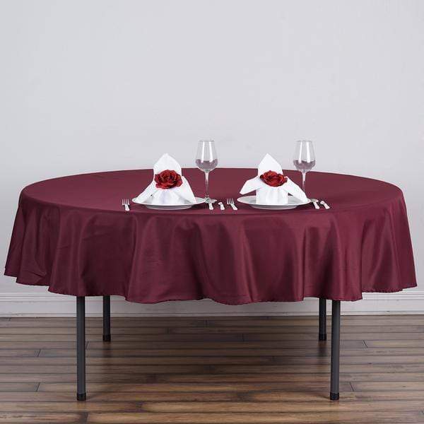 70" Polyester Round Tablecloth Wedding Party Table Linens - Burgundy TAB_70_BURG_POLY