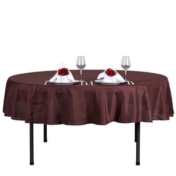 70" Polyester Round Tablecloth Wedding Party Table Linens - Chocolate Brown TAB_70_CHOC_POLY