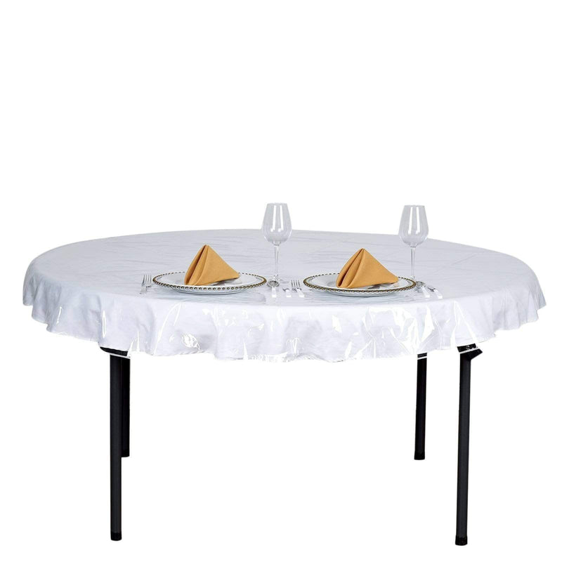 70" Vinyl Plastic Tablecloth Protector Table Cover - Clear TAB_VIN06_70_CLR