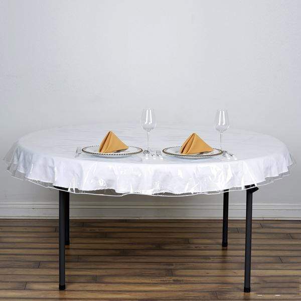 70" Vinyl Plastic Tablecloth Protector Table Cover - Clear TAB_VIN06_70_CLR