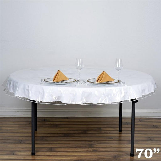70" Vinyl Plastic Tablecloth Protector Table Cover - Clear TAB_VIN06_70_CLR