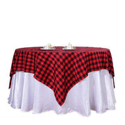 70" x 70" Checkered Gingham Polyester Tablecloth - Black and Red TAB_CHK7070_BLKRED