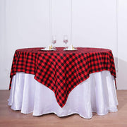 70" x 70" Checkered Gingham Polyester Tablecloth - Black and Red TAB_CHK7070_BLKRED