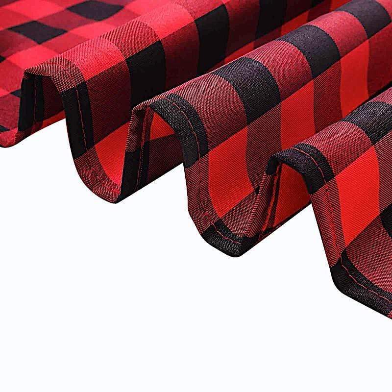 70" x 70" Checkered Gingham Polyester Tablecloth - Black and Red TAB_CHK7070_BLKRED