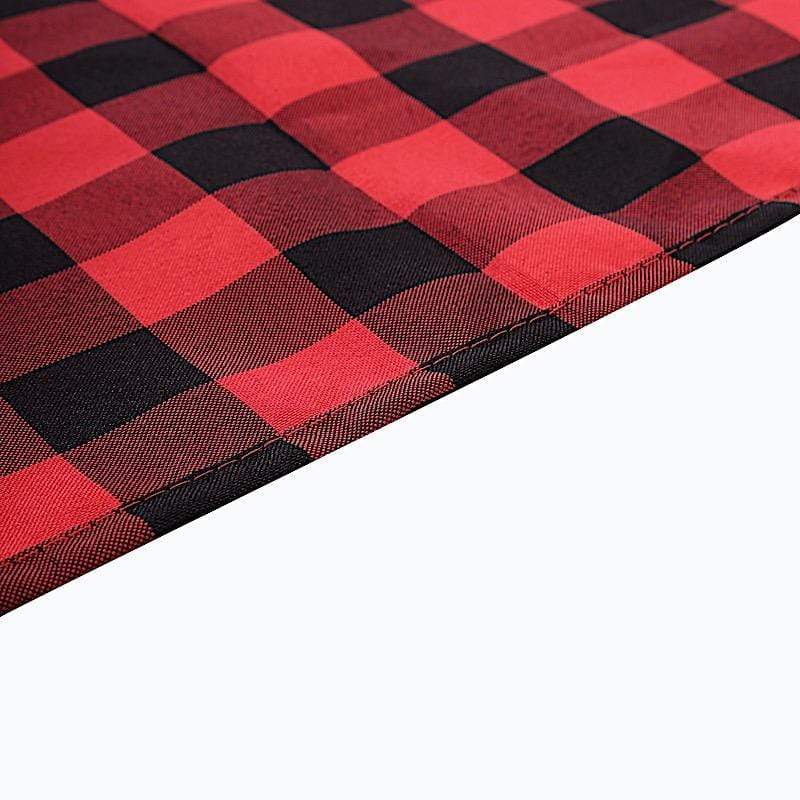 70" x 70" Checkered Gingham Polyester Tablecloth - Black and Red TAB_CHK7070_BLKRED