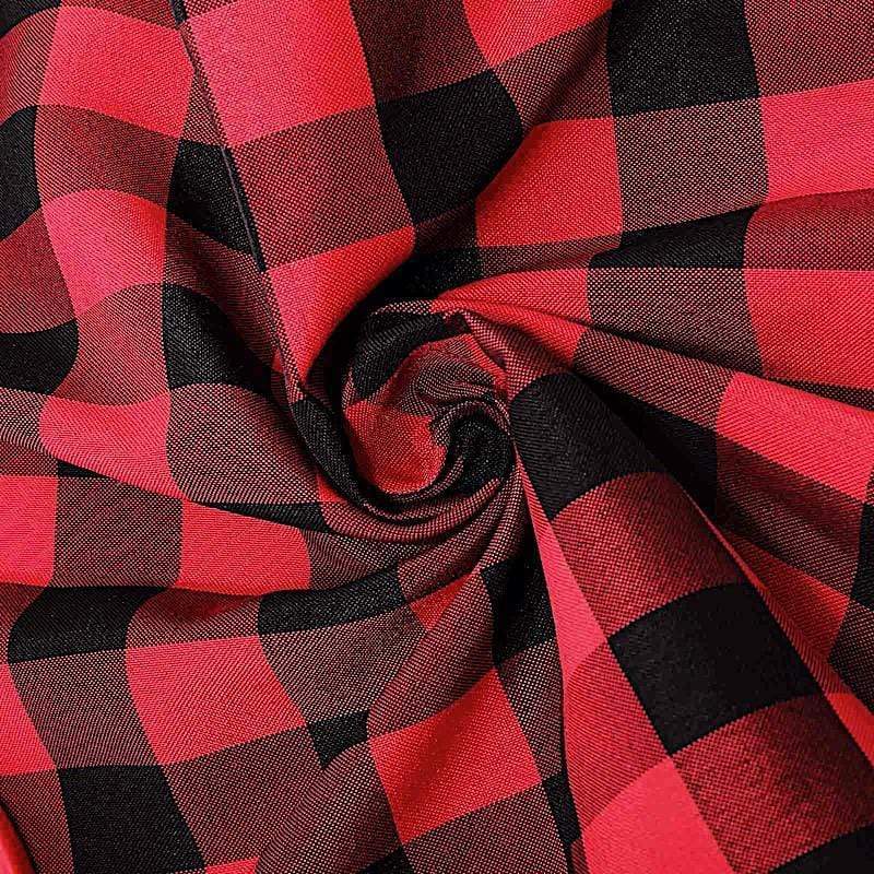 70" x 70" Checkered Gingham Polyester Tablecloth - Black and Red TAB_CHK7070_BLKRED