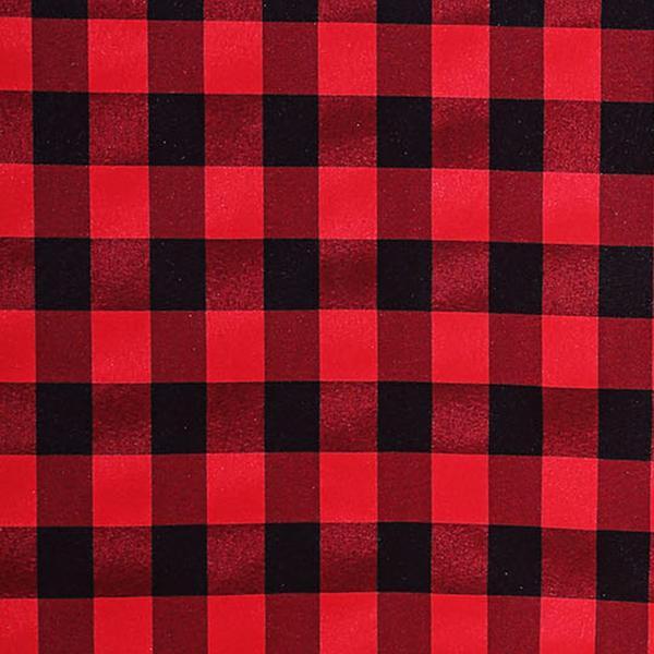 70" x 70" Checkered Gingham Polyester Tablecloth - Black and Red TAB_CHK7070_BLKRED