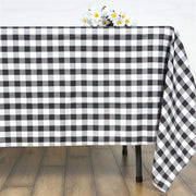 70" x 70" Checkered Gingham Polyester Tablecloth - Black and White TAB_CHK7070_BLK