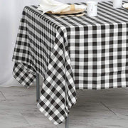 70" x 70" Checkered Gingham Polyester Tablecloth - Black and White TAB_CHK7070_BLK