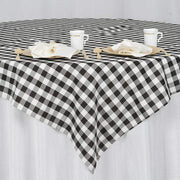 70" x 70" Checkered Gingham Polyester Tablecloth - Black and White TAB_CHK7070_BLK