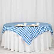 70" x 70" Checkered Gingham Polyester Tablecloth - Blue and White TAB_CHK7070_BLUE