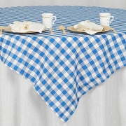 70" x 70" Checkered Gingham Polyester Tablecloth - Blue and White TAB_CHK7070_BLUE
