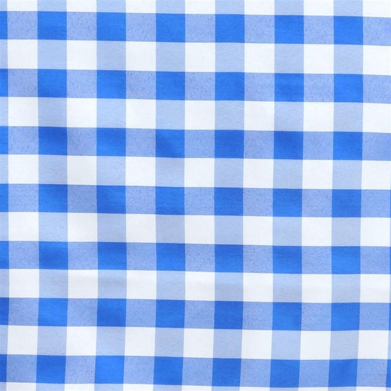 70" x 70" Checkered Gingham Polyester Tablecloth - Blue and White TAB_CHK7070_BLUE