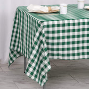 70" x 70" Checkered Gingham Polyester Tablecloth - Green and White TAB_CHK7070_GRN