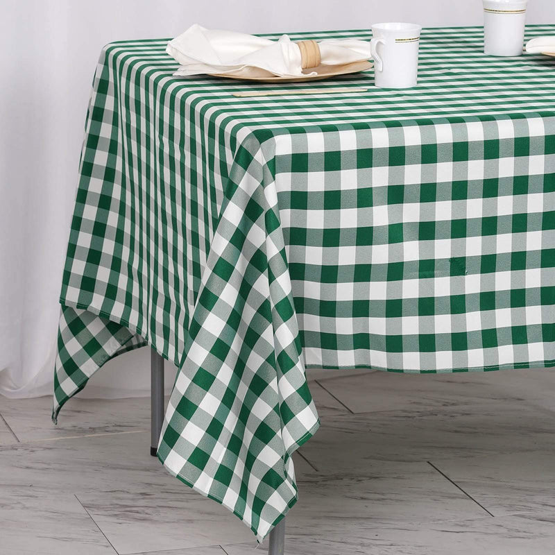 70" x 70" Checkered Gingham Polyester Tablecloth - Green and White TAB_CHK7070_GRN