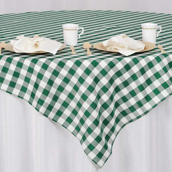 70" x 70" Checkered Gingham Polyester Tablecloth - Green and White TAB_CHK7070_GRN