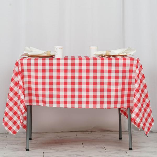 70" x 70" Checkered Gingham Polyester Tablecloth