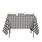 70" x 70" Checkered Gingham Polyester Tablecloth - Black and White TAB_CHK7070_BLK