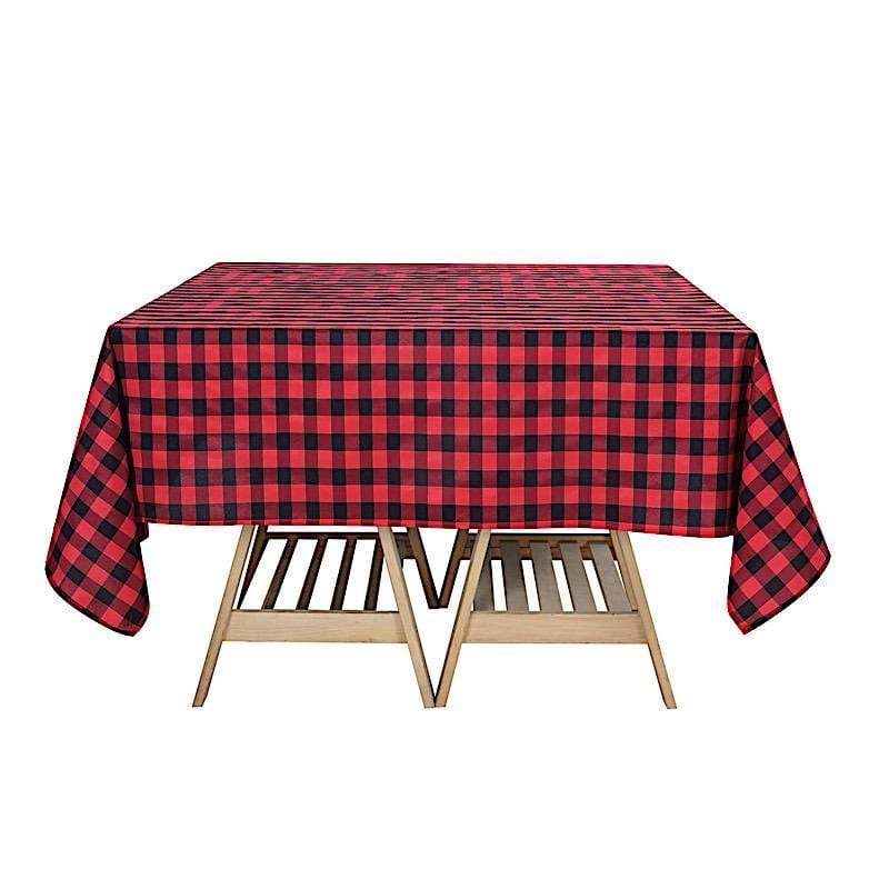 70" x 70" Checkered Gingham Polyester Tablecloth TAB_CHK7070_BLKRED