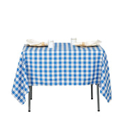70" x 70" Checkered Gingham Polyester Tablecloth - Blue and White TAB_CHK7070_BLUE