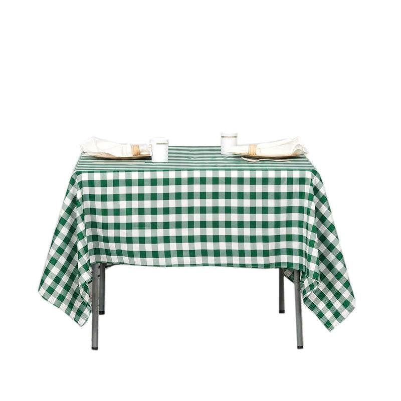 70" x 70" Checkered Gingham Polyester Tablecloth - Green and White TAB_CHK7070_GRN
