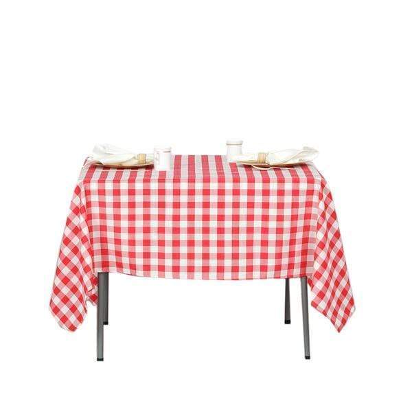 70" x 70" Checkered Gingham Polyester Tablecloth - Red and White TAB_CHK7070_RED