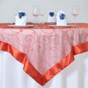 72 inch Satin Edge Embroidered Organza Table Overlay