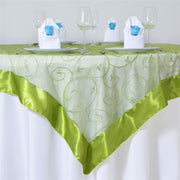 72 inch Satin Edge Embroidered Organza Table Overlay