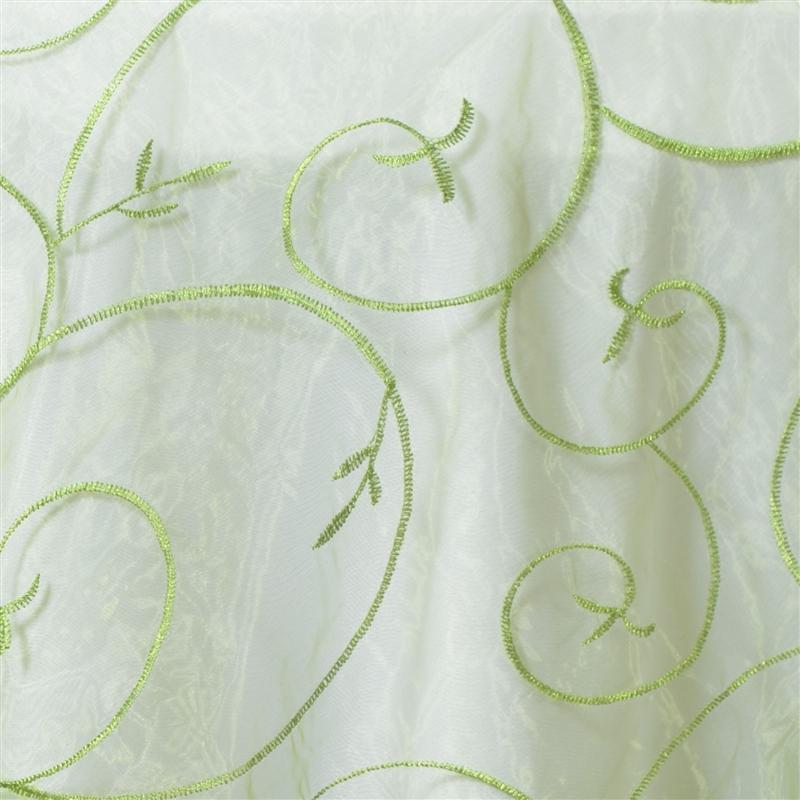 72 inch Satin Edge Embroidered Organza Table Overlay