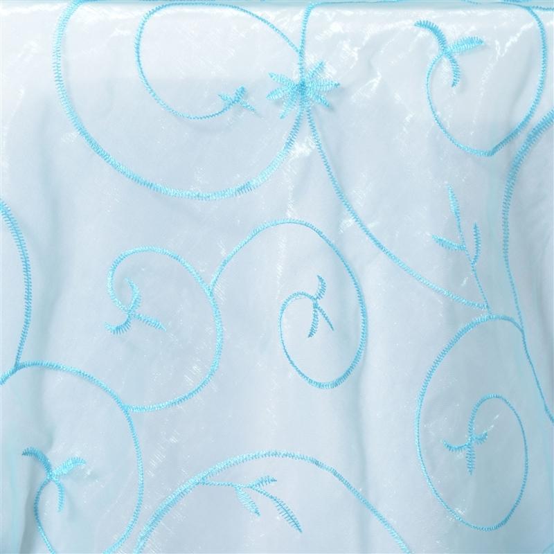 72 inch Satin Edge Embroidered Organza Table Overlay