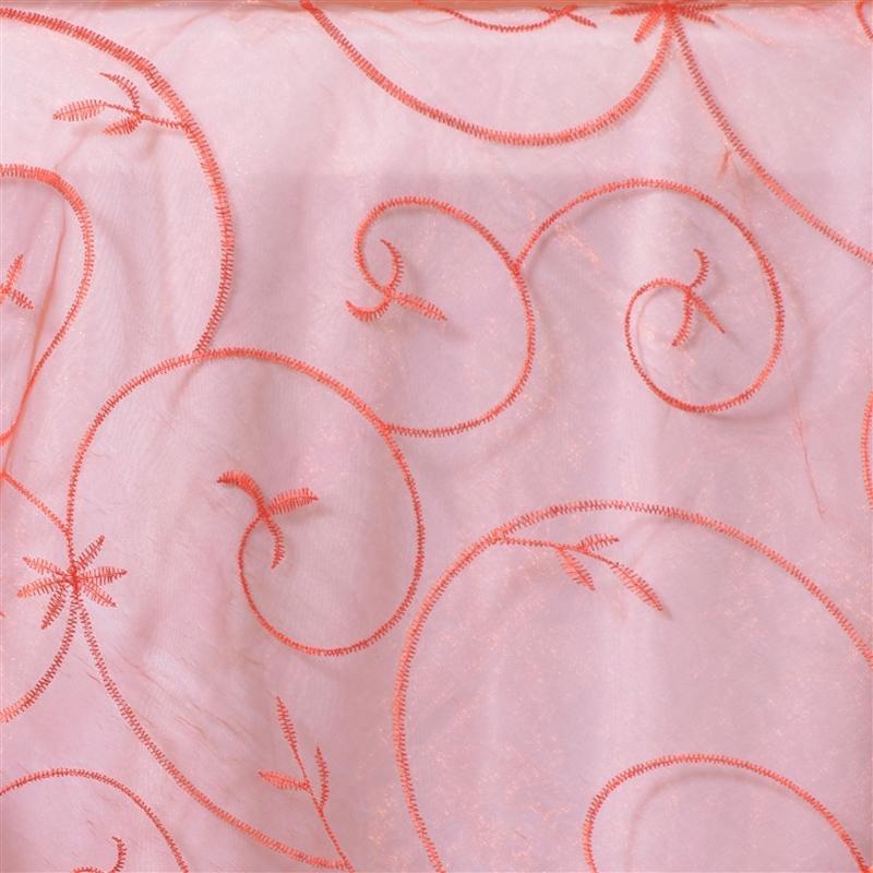 72 inch Satin Edge Embroidered Organza Table Overlay