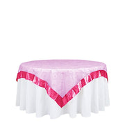 72 inch Satin Edge Embroidered Organza Table Overlay