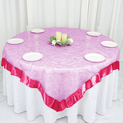 72 inch Satin Edge Embroidered Organza Table Overlay
