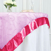 72 inch Satin Edge Embroidered Organza Table Overlay