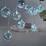 72" LED Disco Mirror Balls Battery Operated String Lights Garland - Cool White LEDSTR17_WHT_1