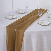 72" Premium Chiffon Extra Long Table Top Runner - Gold SASH_24_GOLD