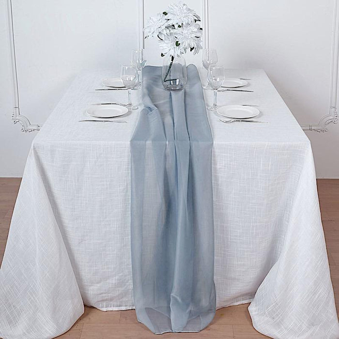 72" Premium Chiffon Extra Long Table Top Runner - Dusty Blue SASH_24_086