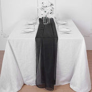 72" Premium Chiffon Extra Long Table Top Runner SASH_24_BLK