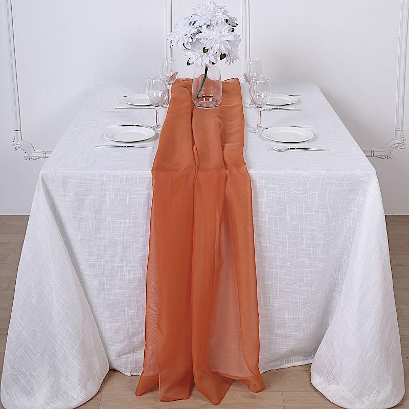 72" Premium Chiffon Extra Long Table Top Runner SASH_24_BRNT